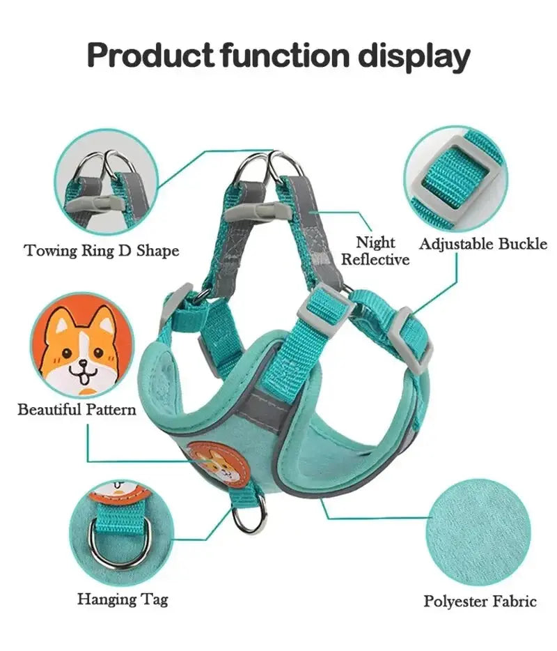 Booteely Pet Suede Chest Harness Vest Dog Cat Strap Reflective Leash Retractable For Small Light And Convenientn - Nova Trendz