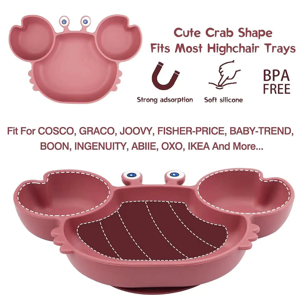 Food Grade Silicone Meal Plate Cartoon Toddler Plates Independent Feeding Training Anti-Drop Complementary Food Bowl Baby Stuff Nova Trendz