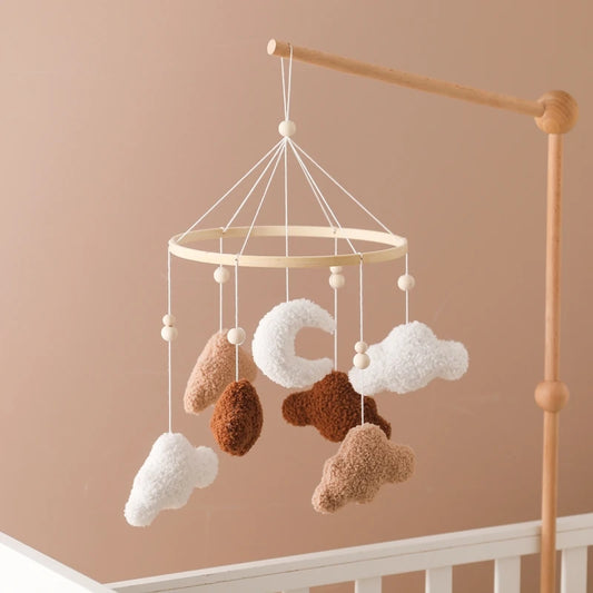 Baby Bed Bell Rattle Toy Lambhair Mobile Hanging Toy 0-12 Months Newborn Crib Mobile Cartoon Cloud Pendant Toy Carousel For Cots