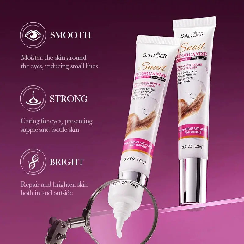 Remove Eyes Bags Eye CreamSnail Collagen Anti Dark Circles Anti-wrinkleMoisturizing Firming Beauty Eyes SkinCare Products Nova Trendz