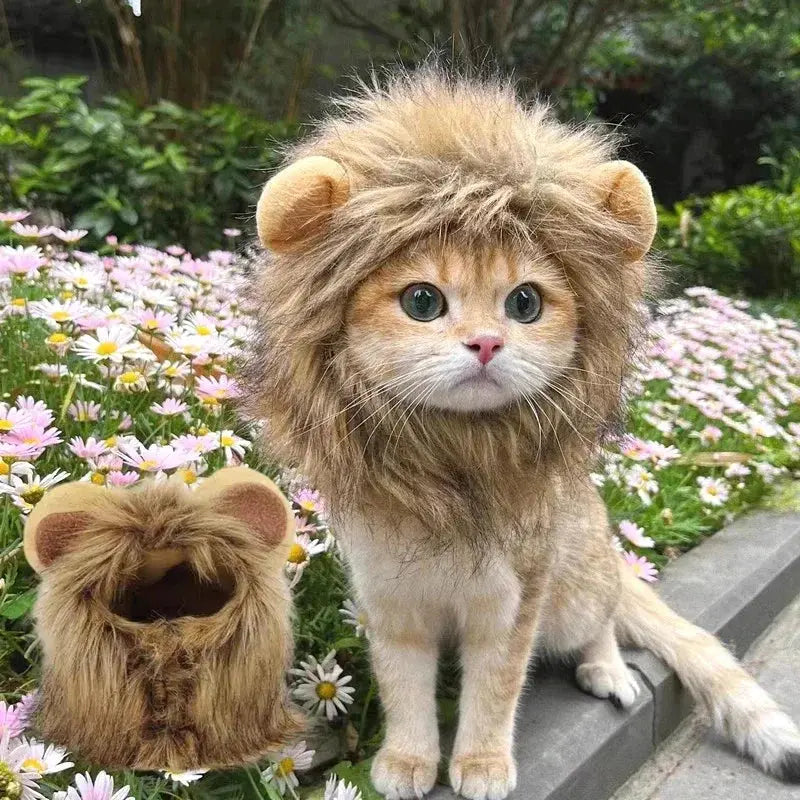 Cat Costume Cute Lion Mane Cat Wig Hat Cosplay Clothes Cap Dress Up Puppy Kitten Halloween Christmas Party Decoration Supplies Nova Trendz