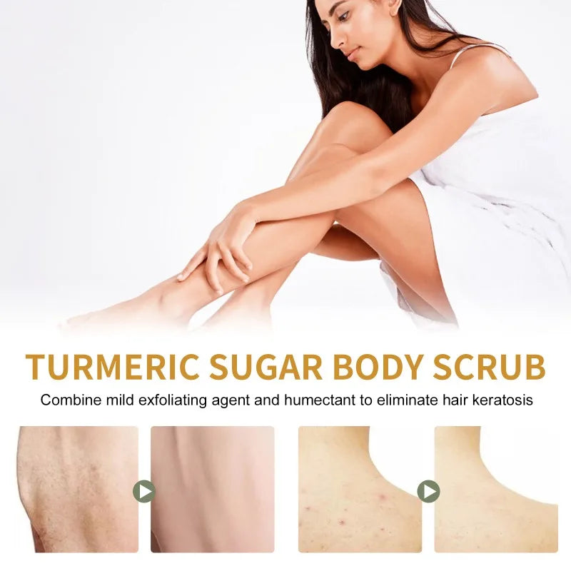 Turmeric Body Scrub for Women Men Lightening Exfoliate Remove Dead Skin Pore Cleansing Dark Inner Moisturising Smooth Skin Care
