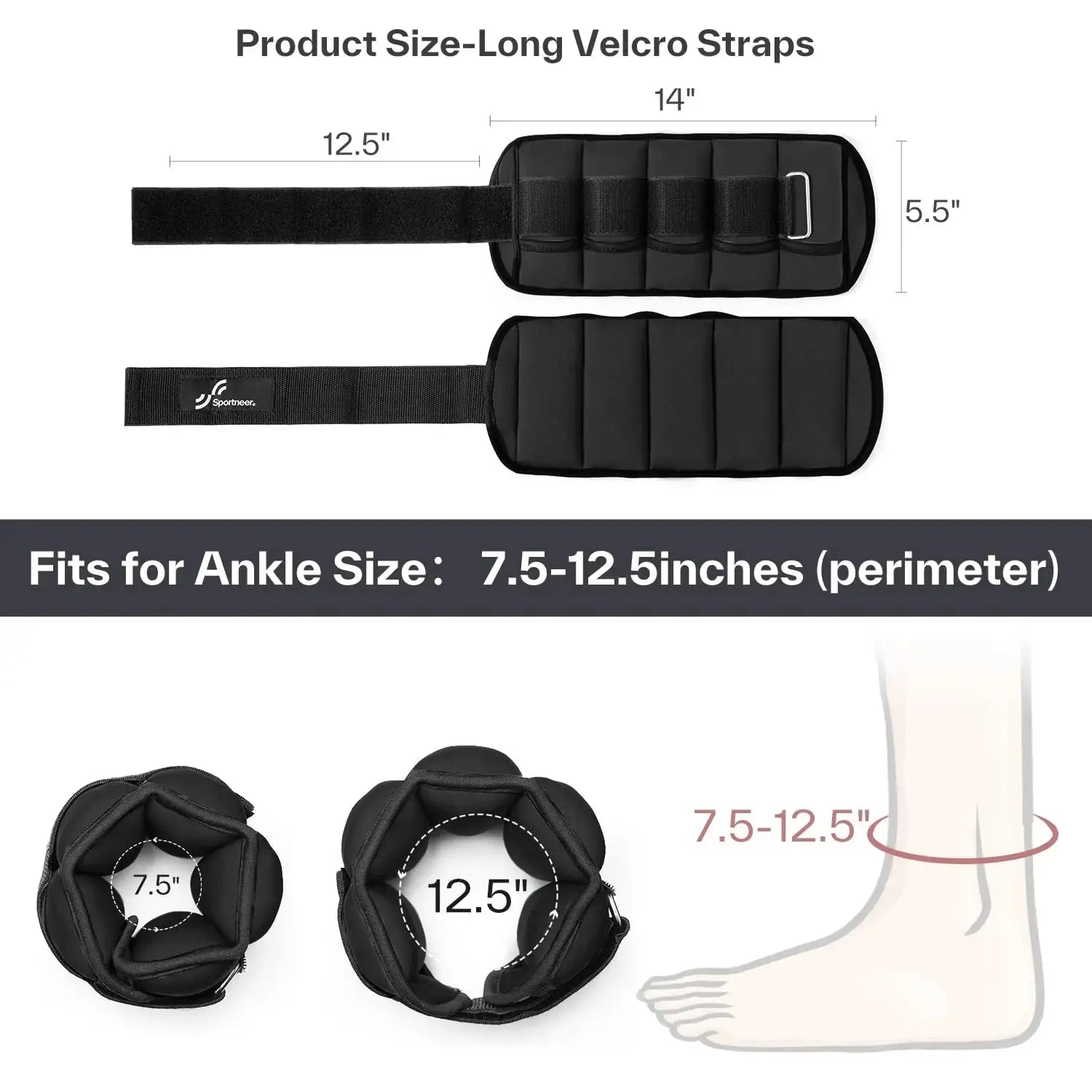 Sportneer Adjustable Ankle Weights 1Pair 10lb Leg Weight Straps for Women Men Weighted Ankle Weights Set for Gym Fitness Workout Nova Trendz