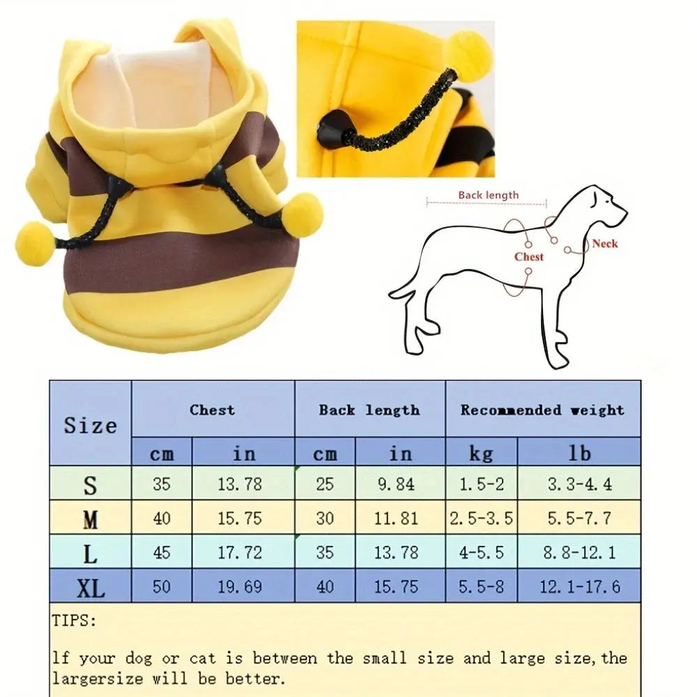 Bee Pet Puppy Coat Apparel Outfit Dog Halloween Hoodies Winter Cat Cosplay Costume Holiday Outfit for Small Medium Dogs & Cats - Nova Trendz