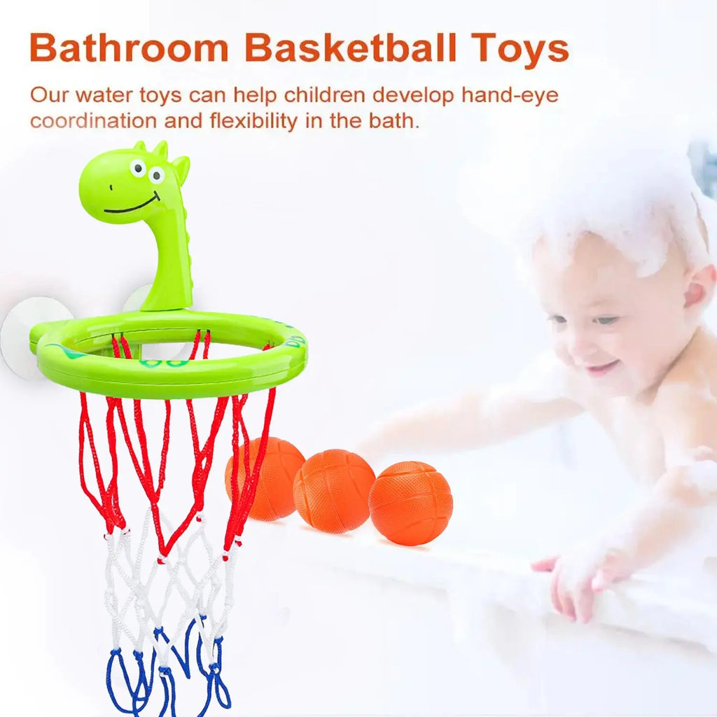 Baby Bath Toy Children Water Play Toys Set Bathroom Bathtub Suction Cup Shooting Basketball Hoop with 3 Balls Bath Toys for Kids - Nova Trendz