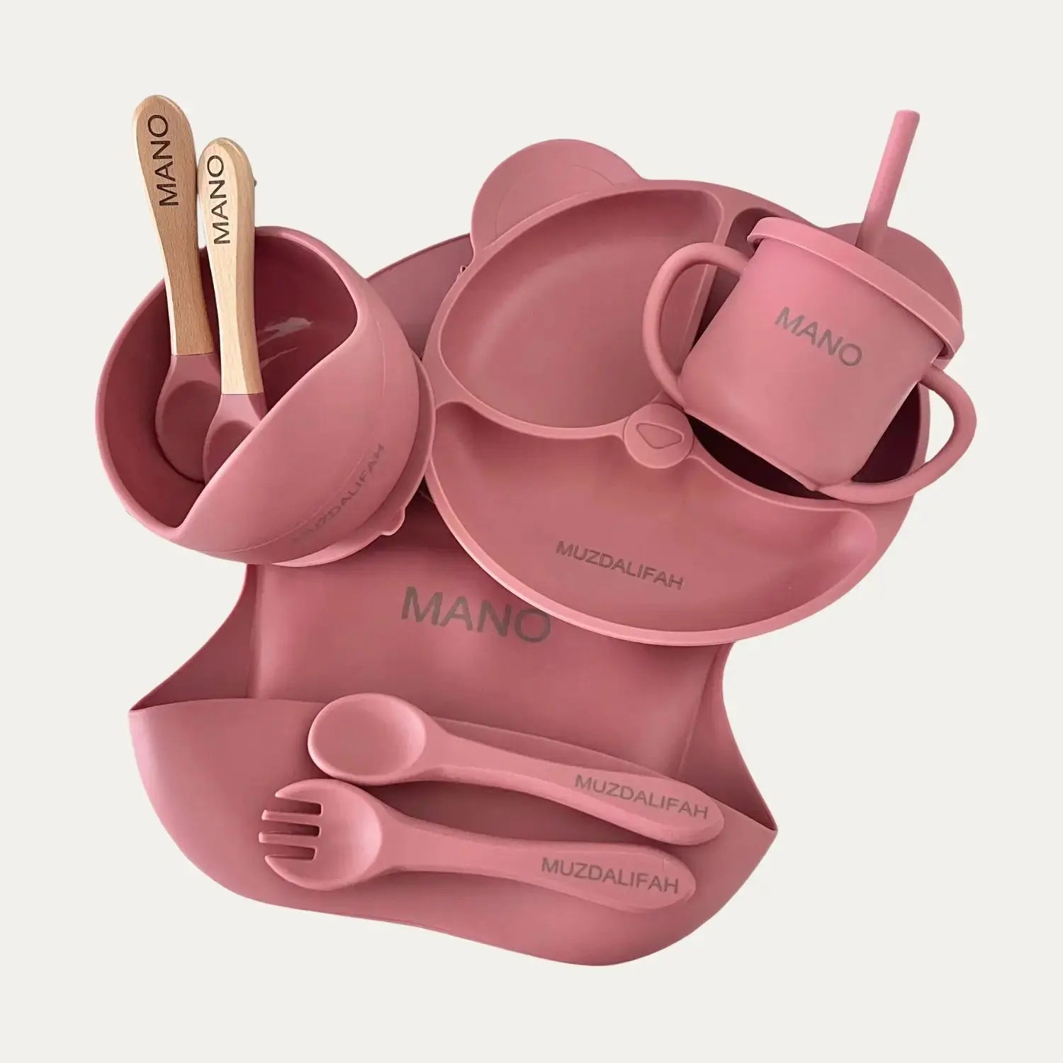 Customized Baby Silicone Feeding Set with Suction Cup Personalized Name Dish Divided Plate Bowl Spoon Cute Kid Eating Tableware Nova Trendz