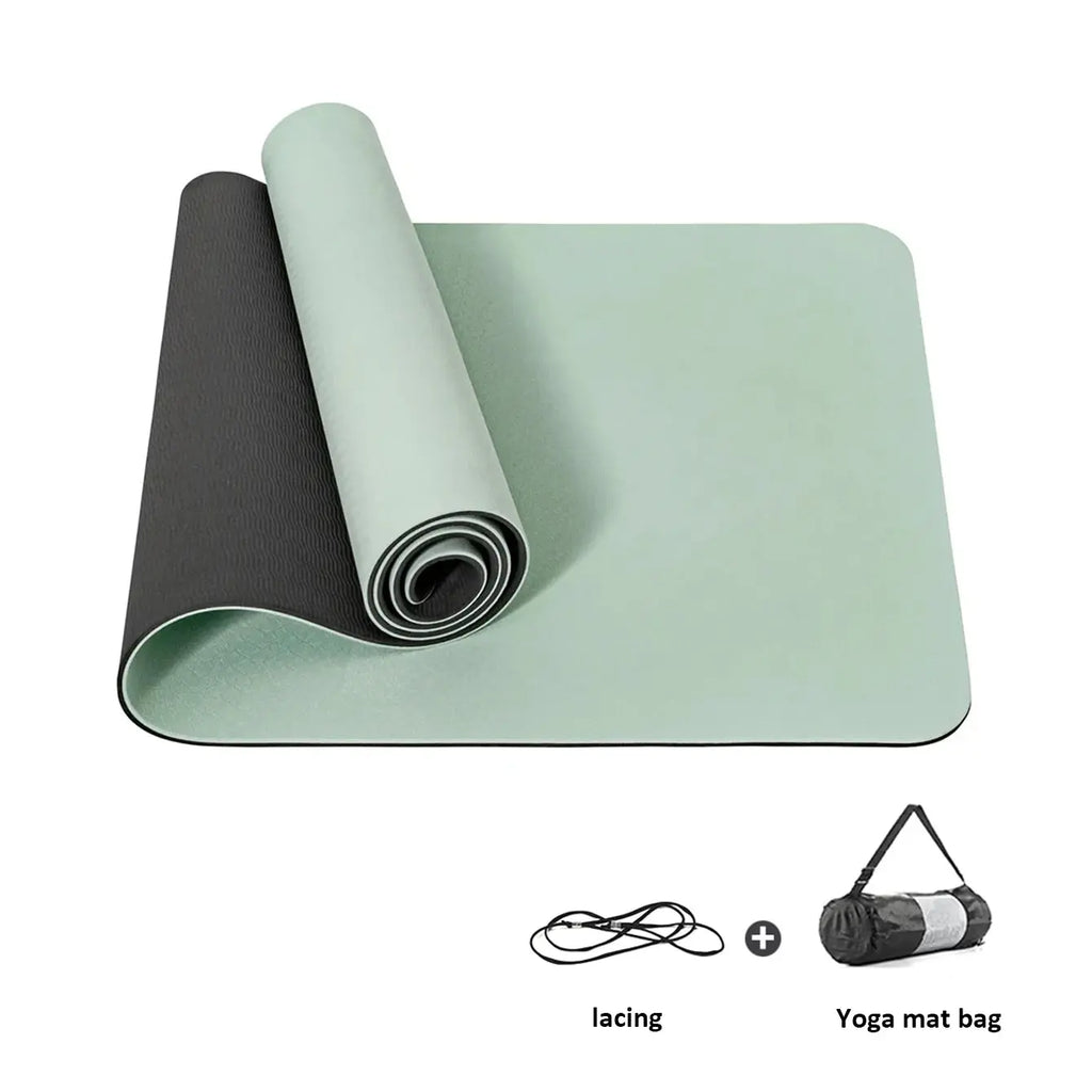 Yoga mat 1/3 inch super thick yoga mat double-sided non-slip, professional TPE yoga mat, suitable for yoga, Pilates and floor ex - Nova Trendz