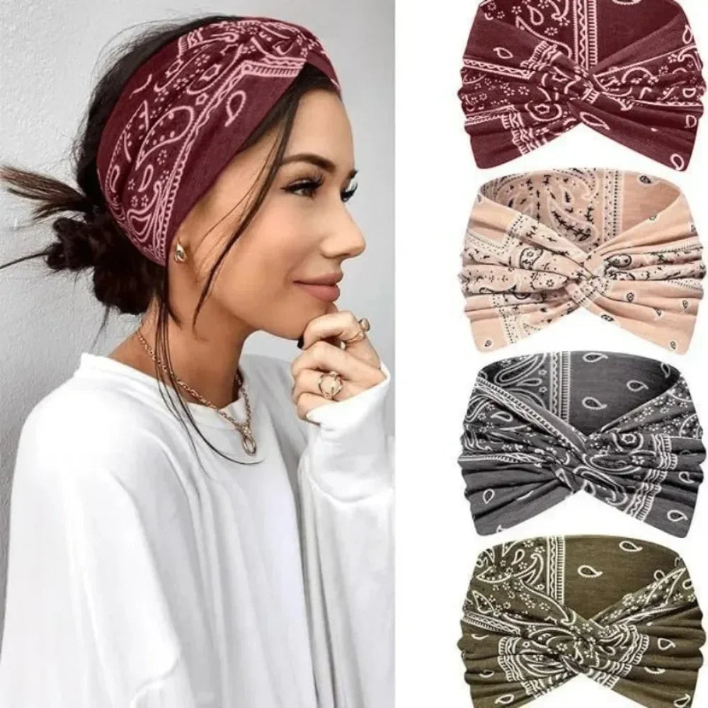 New Yoga Hair Tie Women's Crossnut Headband European and American Print Fashion Hairband Hair Accessories  Sports Headband Nova Trendz