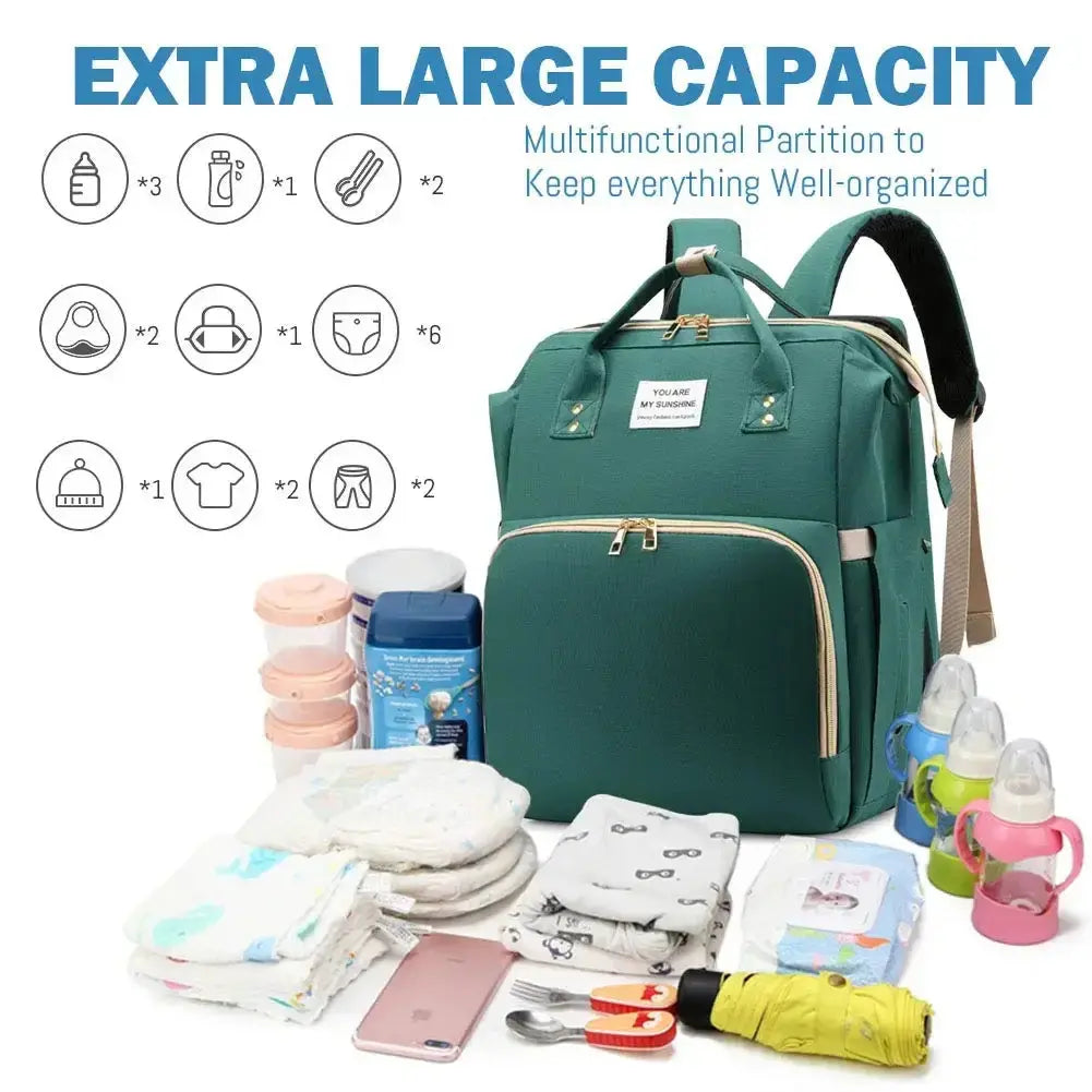 3 In 1 Diaper Bag Backpack Foldable Baby Bed Waterproof Travel Bag with USB Charge Diaper Bag Backpack with Changing Bed 3 types Nova Trendz