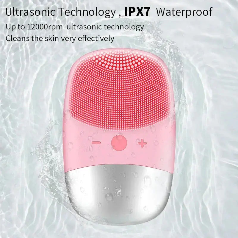 Electric Facial Cleansing Brush Silicone Sonic Face Cleaner Deep Pore Cleaning Skin Massage Intelligent Cleansing Brush Device - Nova Trendz