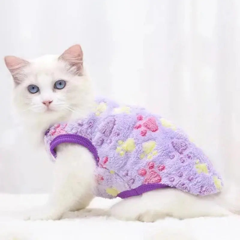 Cartoon Fleece Pet Cat Clothes Winter Warm Pet Dog Vest Puppy Cat Sweater Dog Clothes For Small Dogs Cats Coat Jacket Pet Outfit - Nova Trendz