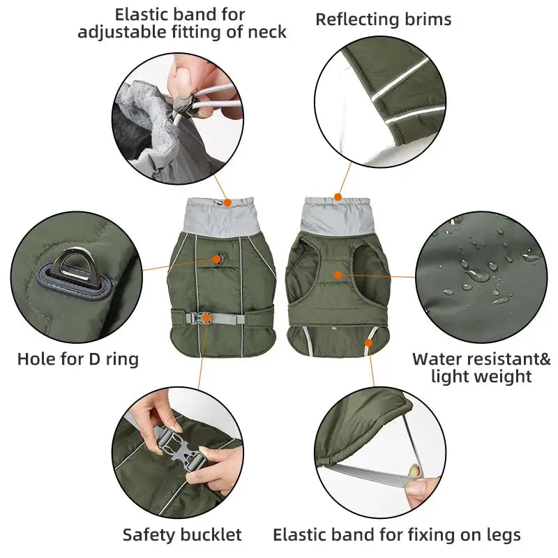 Dog Clothes Luxury Winter Jacket for Small Medium Large Dogs Waterproof Soft Padded Warm Pet Coat Safety Reflective  Dog Outfit - Nova Trendz