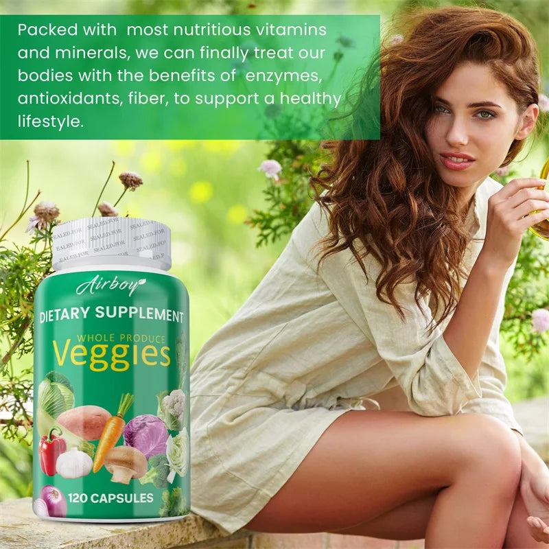 Veggies Supplement Filled with Vitamins and Minerals Promote Antioxidants Increase Immune Defense