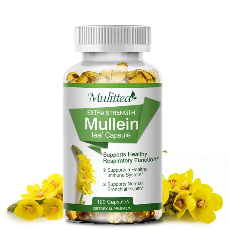 Mulittea Natural Mullein Leaf Capsules Herbal Supplement for Lung Cleanse Helps Healthy Respiratory Function & Mucous Membranes Nova Trendz
