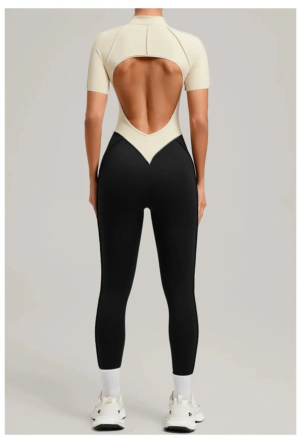 Yoga Bodysuit Short Sleeves Women's Tracksuits Gym Zipper Jumpsuits Sports Workout High-intensity Fitness One-piece Tights Suit - Nova Trendz