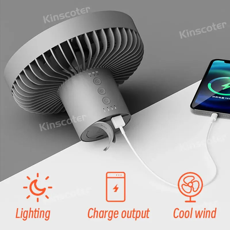 10000mAh 4000mAh Camping Fan Rechargeable Desktop Portable Circulator Wireless Ceiling Electric Fan with Power Bank LED Lighting Nova Trendz