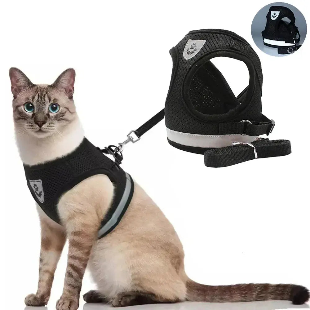 Cat Harness Lead Leash Set Adjustable Reflective Escape Proof Pet Mesh Vest Harness Puppy Dog Collar Small Dog Cat Pet Supplies - Nova Trendz