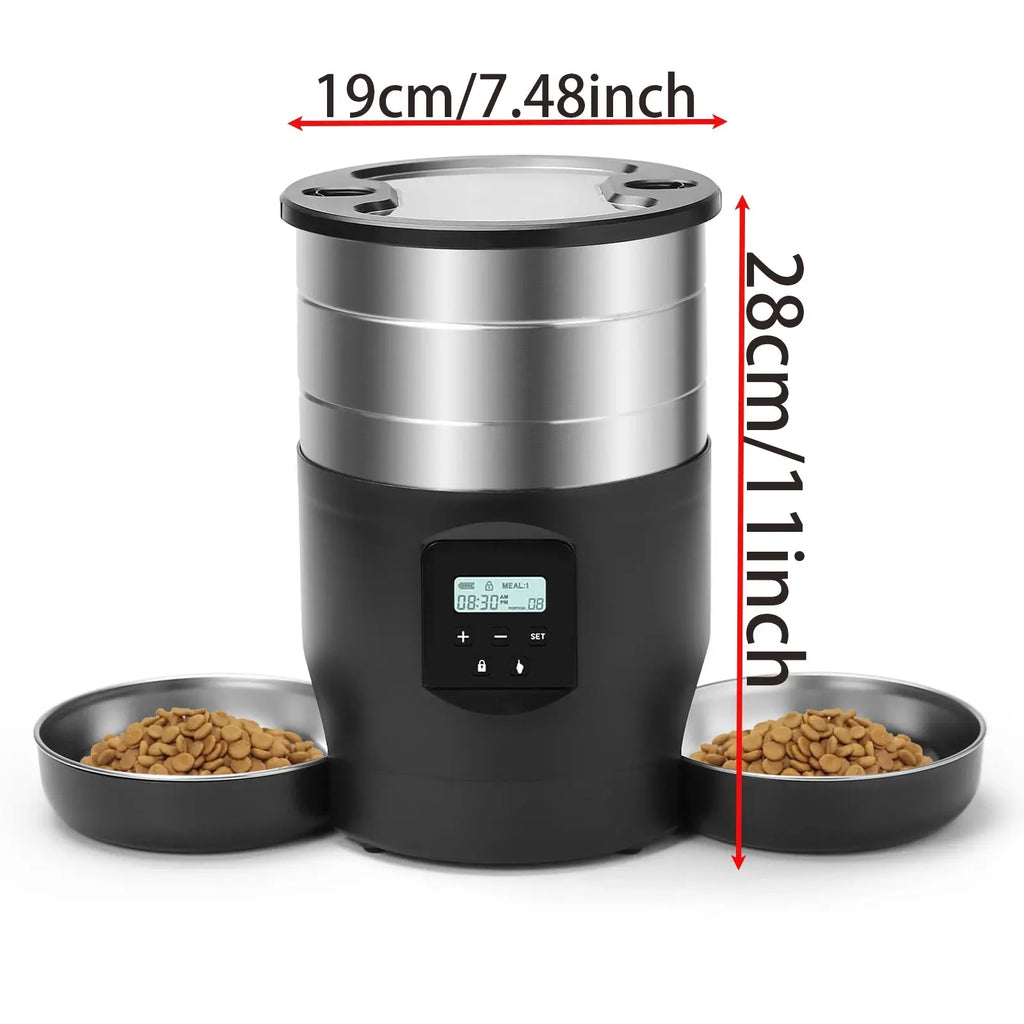 4.5L Button WiFi Automatic Cat Feeder Includes Two Stainless Steel Bowls Smart Pet Cat and Dogs Food Dispenser Feeder Pet Feeder - Nova Trendz