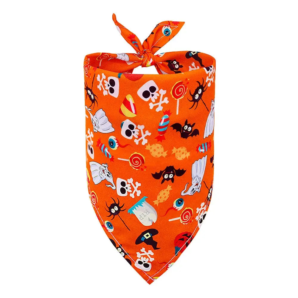 1 Pc Pet Dog Halloween Costume Scarf Dog Bandana Accessories Pumpkin Skull Bat Ghost Pattern Small Dog Cat Dog Bib Pet Supplies - Nova Trendz