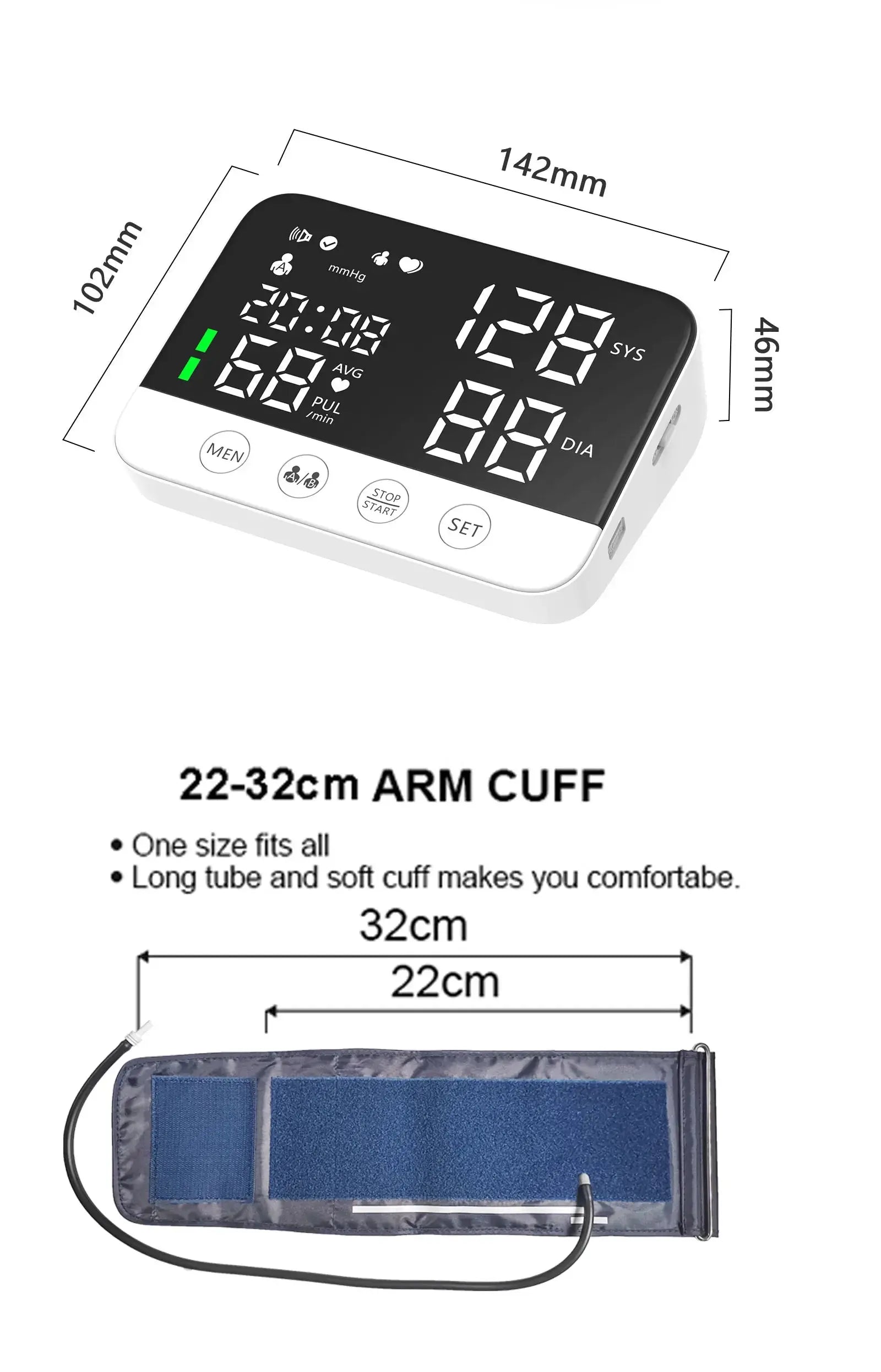Blood Pressure Monitor Arm Cuff Tensiometer Tonometer Digital Voice Sphygmomanometer Electronic Medical BP Monitors Rechargeable Nova Trendz