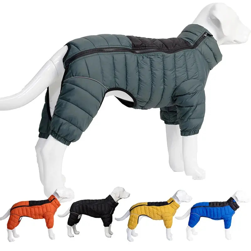 Dog Thicken Cotton-padded Coat Pet Warm Down Jacket Windproof 4 Legs Pet Outfit Winter Greyhound Husky Corgi Chihuahua Clothes - Nova Trendz