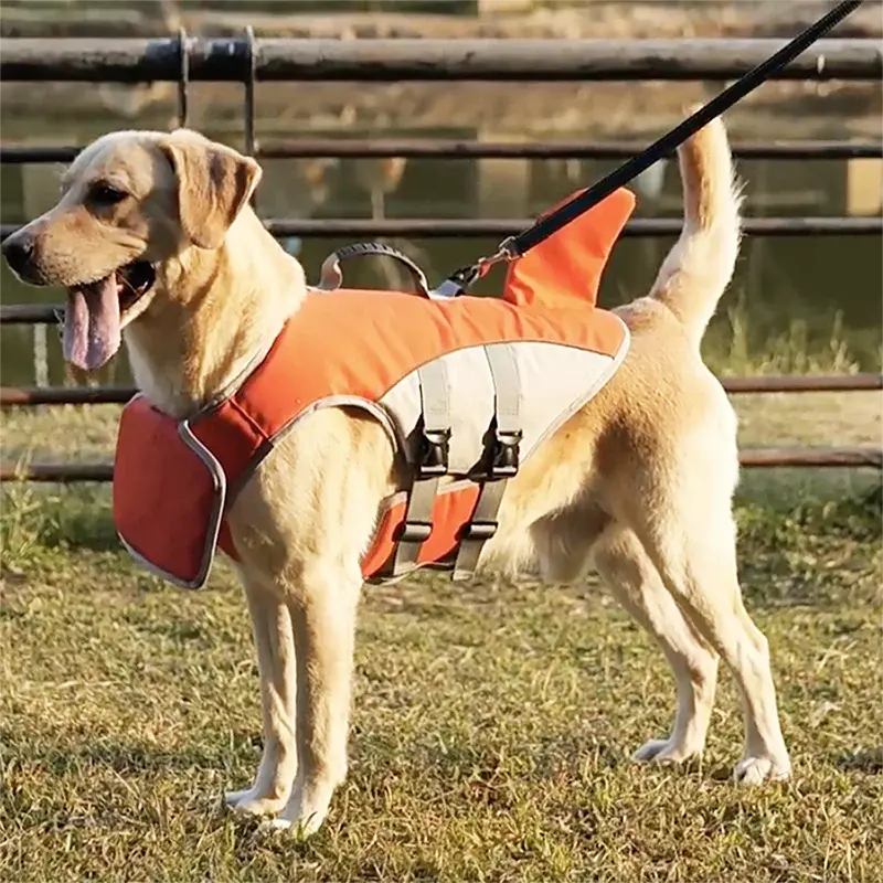 New Pet Swimming Life Jacket Shark Fin Shape Safety Vest for Dog in Summer Adjustable in Pool or Surfing Drifting Dog Life Vest - Nova Trendz