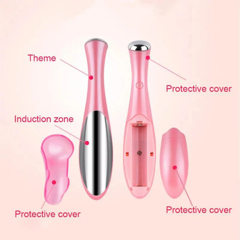 Electric Eye Massager Vibration Wrinkle Anti-Ageing Eye Massage Dark Circle Removal Beauty Face Eye Care Pen Pink and White