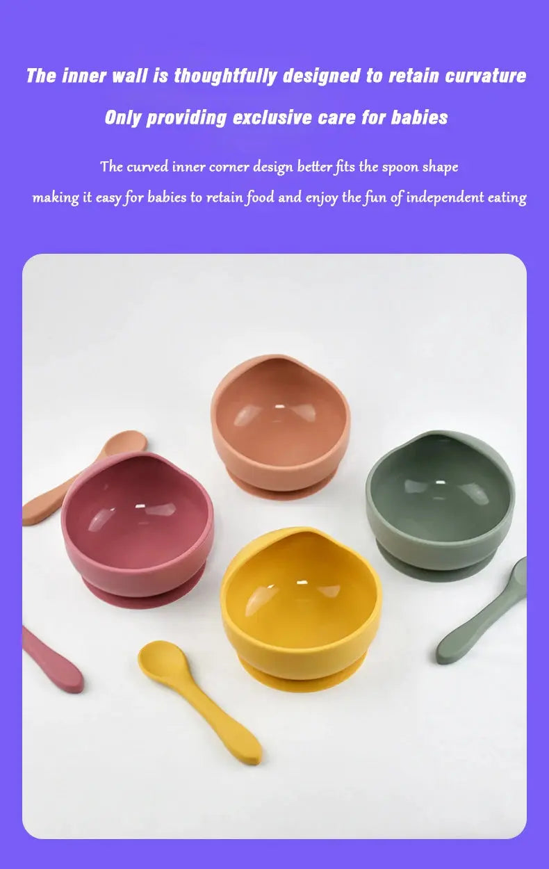 Silicone Baby Bowl Self feeding Training Snail Bowl Infant Anti Drop Sucker Set With Spoon Set Children's Feeding Tableware Nova Trendz