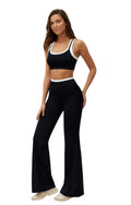 Airila Women's Yoga Set 2 Pcs Sportswear Color Blocked Tracksuit High Waist Flare Crop Top Athletic Gym & Daily Fitness Nova Trendz