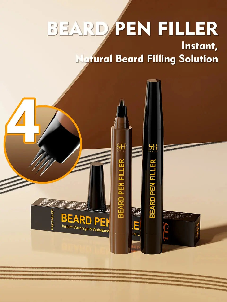 Waterproof Beard Pen Filler Men Moustache Coloring Pen Beard Coloring Filling Enhancer Black Fiber Hair Beard Stuffing Pen Tool Nova Trendz