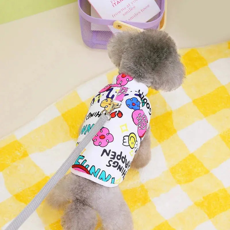 Winter Dog Vest Dopamine Graffiti Print Warm Windproof Outdoor Pet Jacket Fashion Chihuahua Yorkshire Clothes Pet Apparel - Nova Trendz
