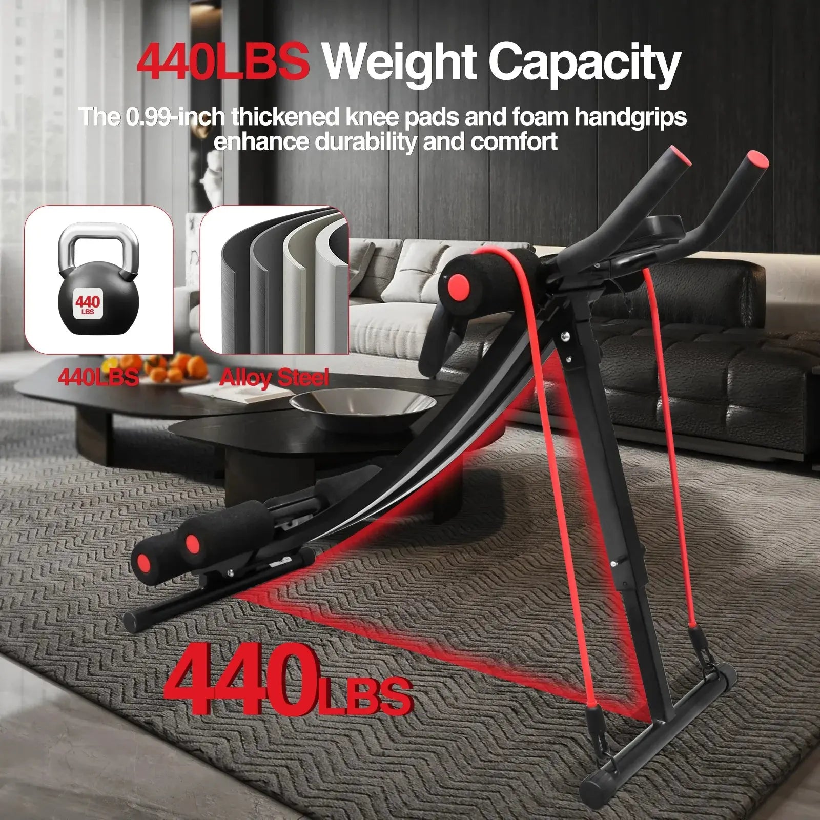 GIKPAL Foldable Ab Machine Ab Workout Equipment for Home Gym,Core & Abdominal Trainer Fitness Equipment Max 440lbs LCD Display Nova Trendz