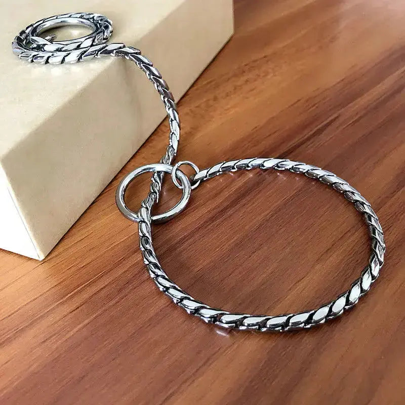 Copper Snake P Chain Dog Collar Small Puppy Large Dog Collar Necklace Choker Pet Training Supplies Slip Collar Gold Sliver Black - Nova Trendz