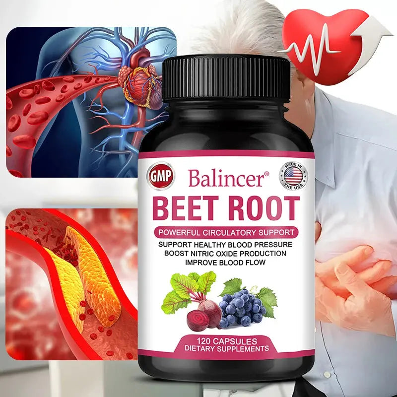 Organic Beet Root Powder Extract + Black Pepper, Vitamin and Mineral Supplement, Blood Circulation, Blood Pressure Health Nova Trendz