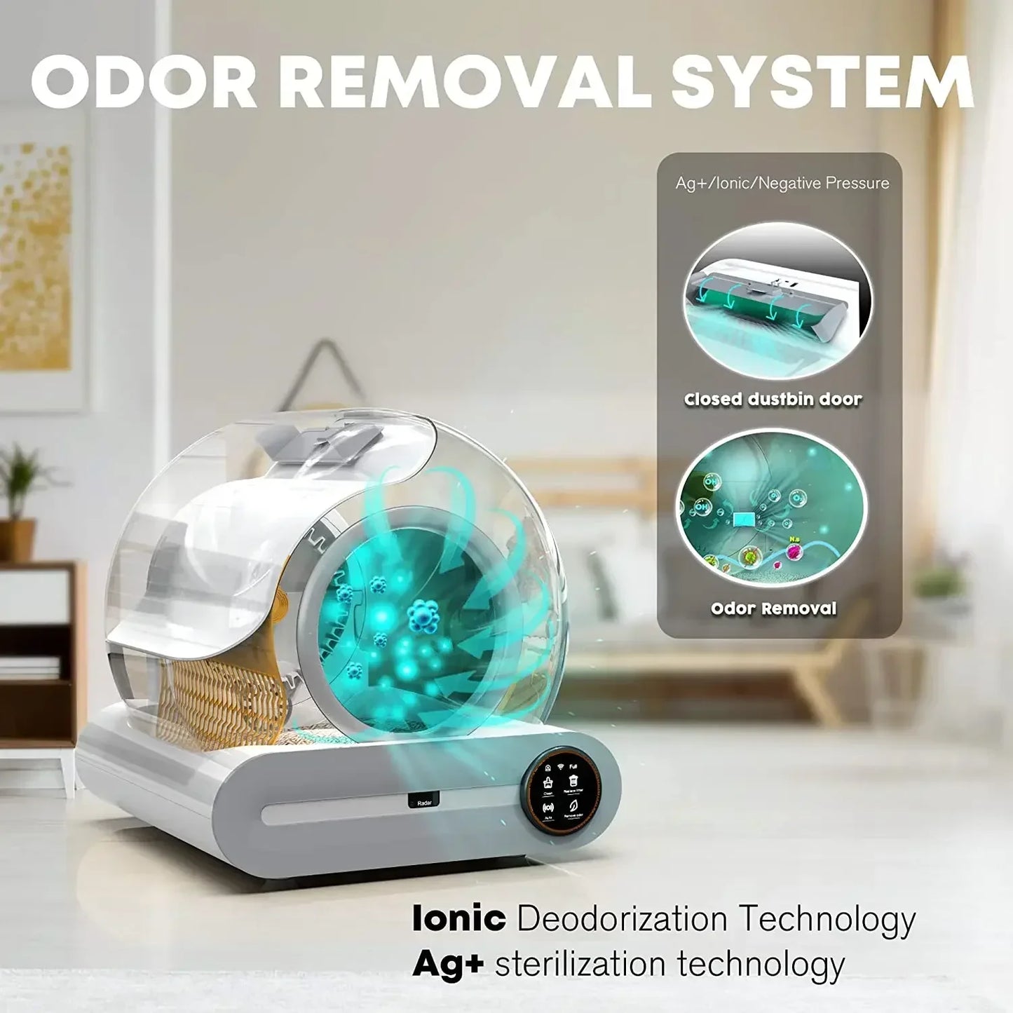 Intelligent self-cleaning cat litter box, automatic cleaning cat toilet, APP controlled Lonic deodorizer, cat litter tray
