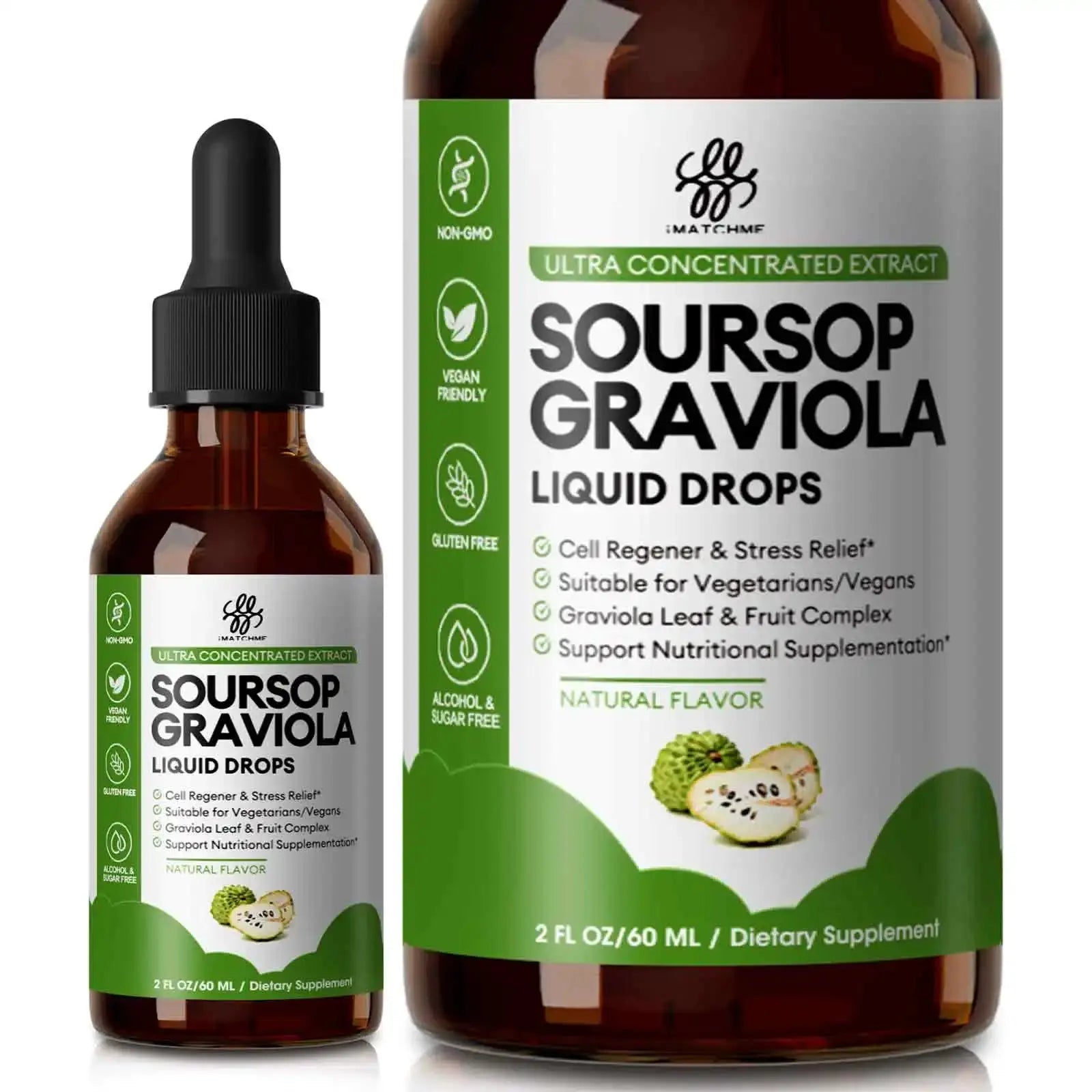 Organic Soursop Graviola Liquid Drops for Natural Antioxidant, Cell Support & Regeneration, Immune Boost, Rich in Multivitamin - Nova Trendz