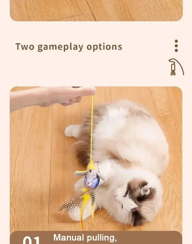 Interactive Cat Toys Rechargeable Electric Flapping Wings Bird Cat Toy Sound Chirping Bird Catnip Touch Activated Plush Toy Nova Trendz