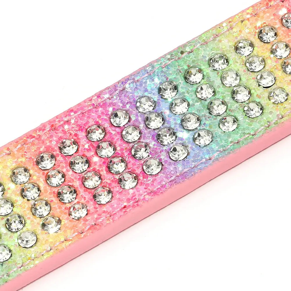 Bling Rhinestone Dog Collar Wide Leather Dogs Collars Glitter Diamond Pet Necklace Durable For Medium Large Dogs French Bulldog Nova Trendz