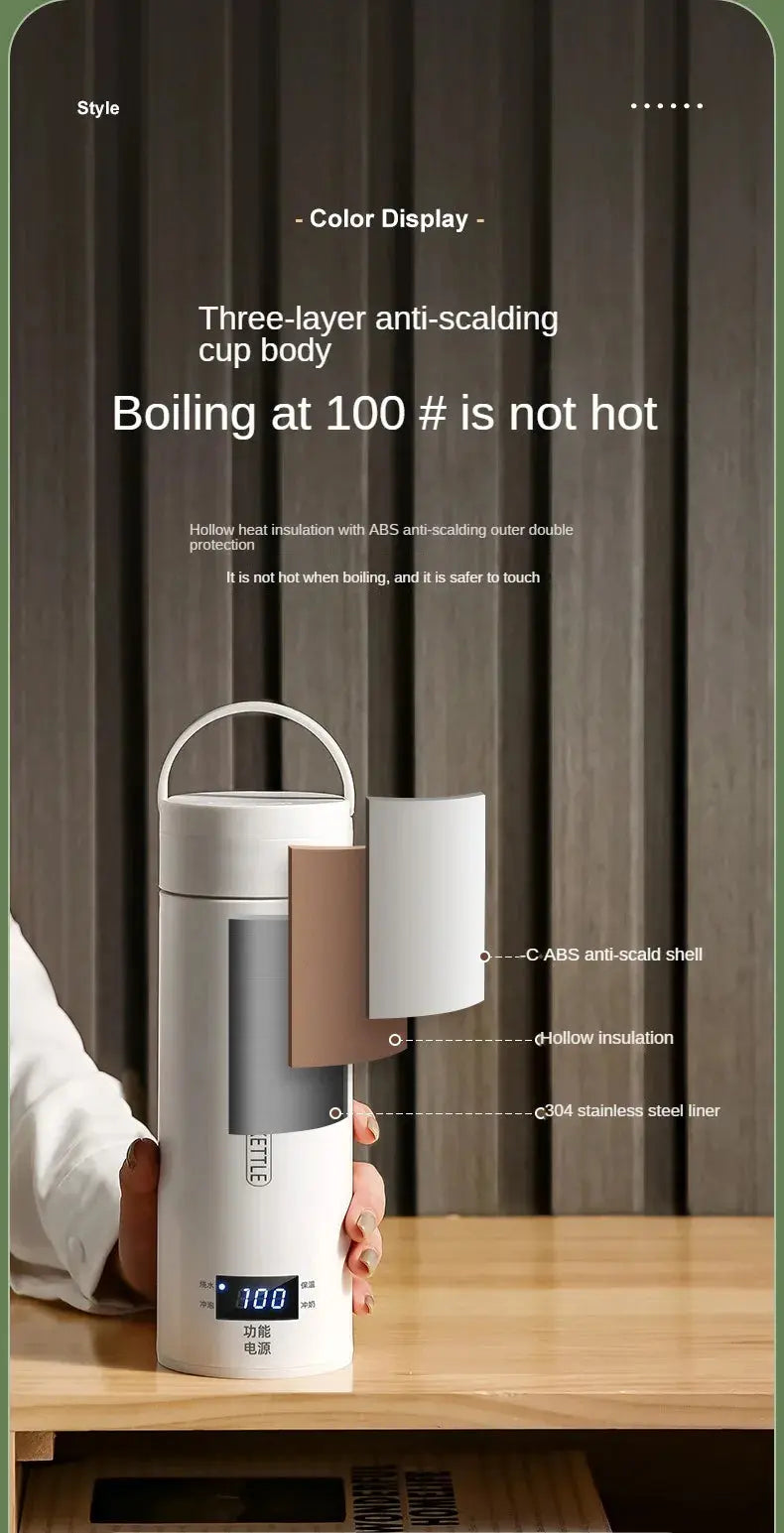 500ML Travel Electric T Kettle Fast Boiling Water Portable baby Milk Warmer Kettle 304 Stainless Steel Thermo Kettles Nova Trendz