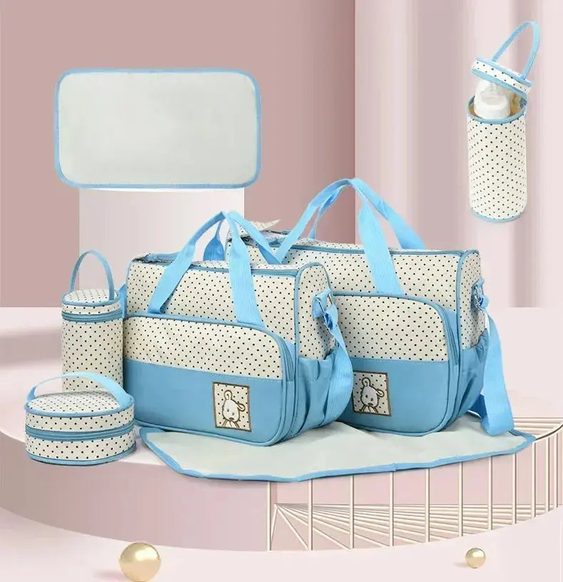 5pcs/set Large Capacity Baby Bag for Mom Travel Stroller Organizer Baby Diaper Bag Mummy Maternity Newborn Accessories Bag Nova Trendz