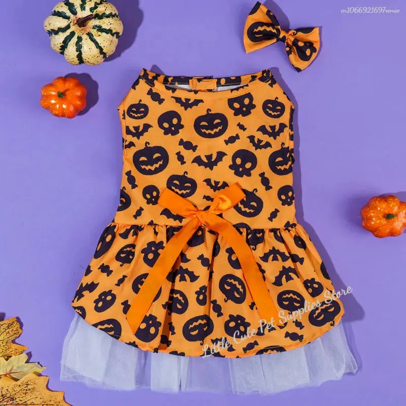Halloween Pet Dog Dress For Small Medium Dogs Cosplay Costume Pet Dresses Fashion Bow Cat Princess Skirt Chiahuahua Dog Clothes Nova Trendz