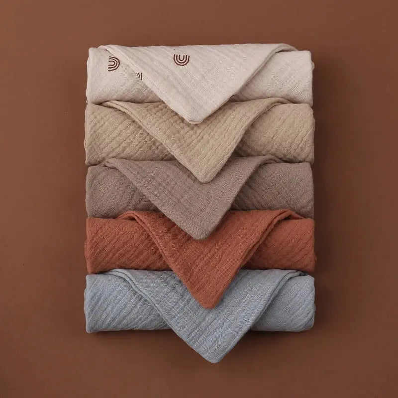 5PC Baby Towel New Born Items Stuff Muslin Squares Infant Newborn Hand Bath Shower Face Towels Soft Cotton Gauze Baby Washcloth Nova Trendz