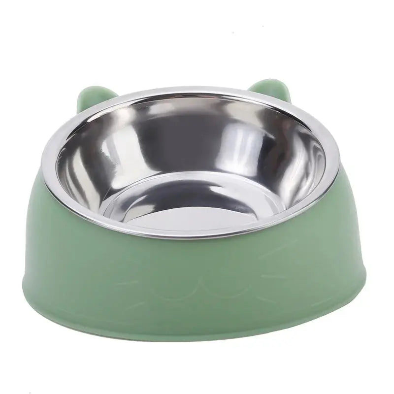1pc Cat Bowl Lovely Creative Inclined Kitten Puppy Food Feeding Bowls Stainless Steel Cats Drinking Feeder Pet Dogs Cats Feeders - Nova Trendz