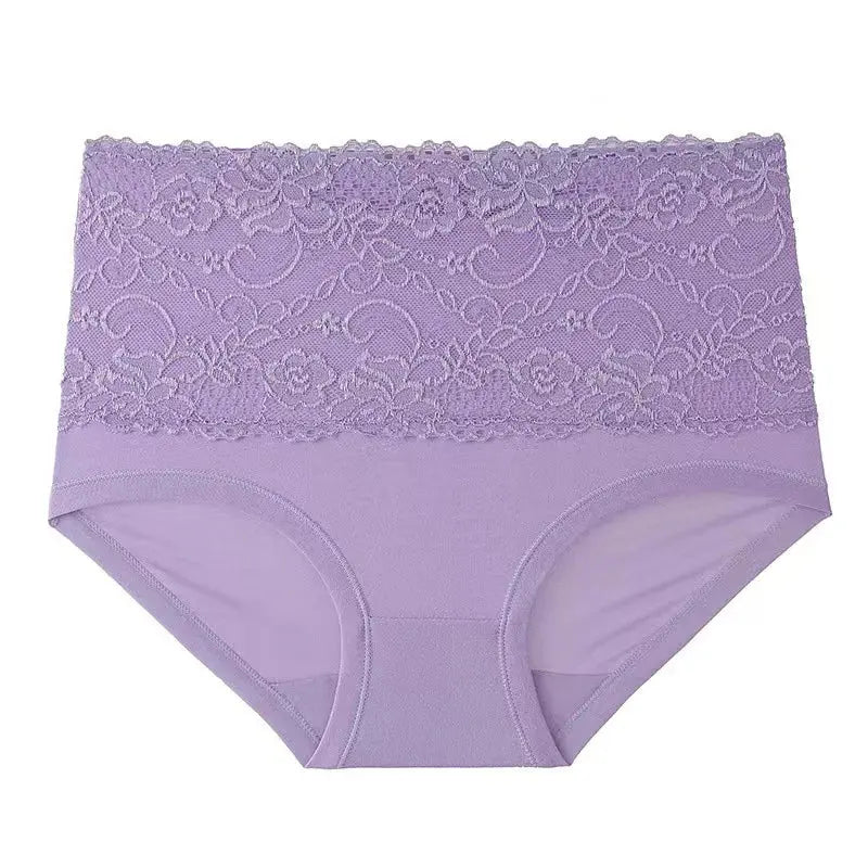 1-4PC Lace Solid Color Oversized Comfortable Maternity Underwear Soft Comfortable Breathable High Waisted Women's Triangle Pants Nova Trendz
