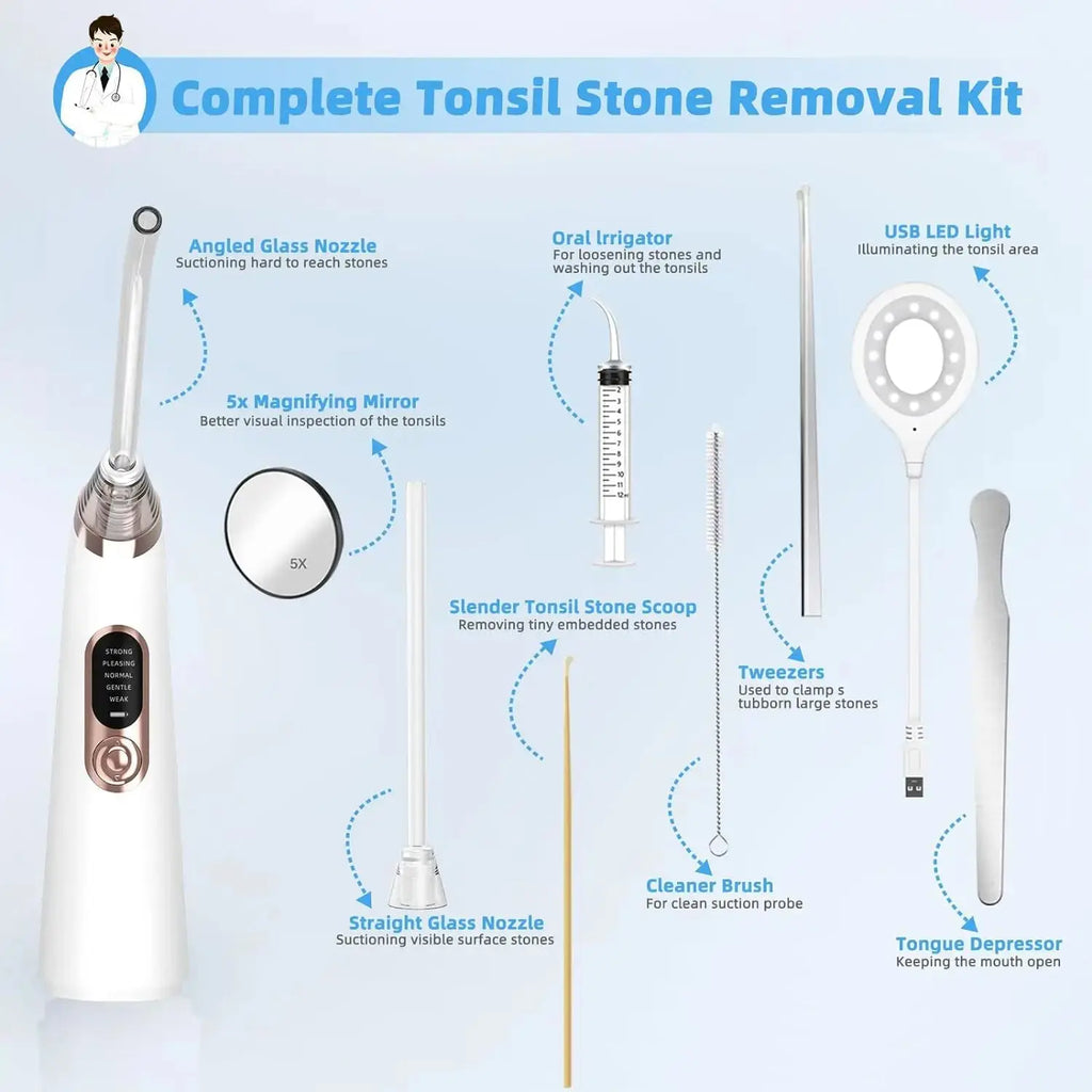 Electronic Vacuum Tonsil Stone Remover Kit with 5 Suction Modes 10in1 Tonsil Stone Cleaner Mouth Cleaning Tool Oral Fresh Care Nova Trendz