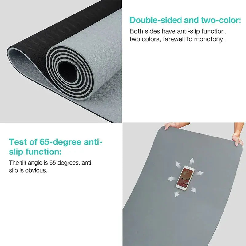 Yoga mat 1/3 inch super thick yoga mat double-sided non-slip, professional TPE yoga mat, suitable for yoga, Pilates and floor ex - Nova Trendz