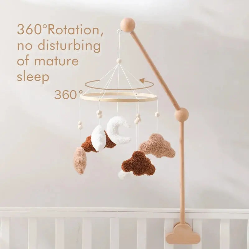 Baby Bed Bell Rattle Toy Lambhair Mobile Hanging Toy 0-12 Months Newborn Crib Mobile Cartoon Cloud Pendant Toy Carousel For Cots - Nova Trendz