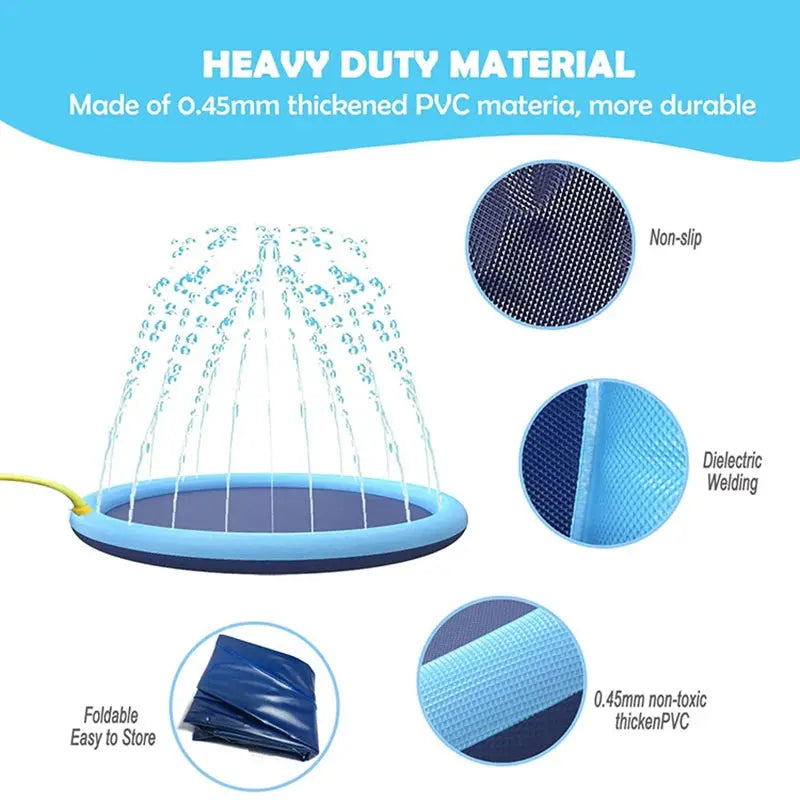 Dog Water Play Mat Splash Pad PVC Interactive Pet Toy for Outdoor Summer Cooling Fun Reusable Crawling Mat Nova Trendz