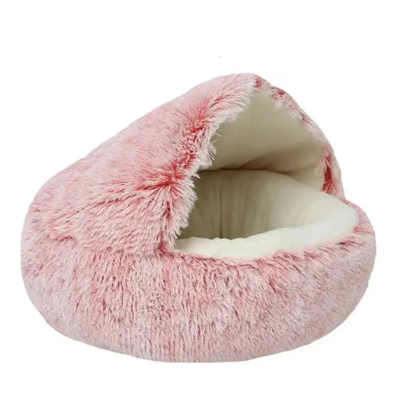 Soft Plush Pet Bed with Cover Round Cat Bed Pet Mattress Warm   Cat Dog  Sleeping Nest Cave for Small Dogs kitten - Nova Trendz