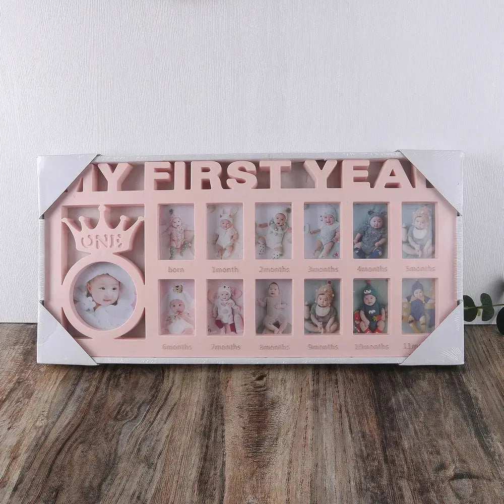 Ylsteed My First Year Baby Keepsake Picture Frame 0-12 Month Monthly Growth Photo Frame Souvenirs Newborn Photography Props Nova Trendz